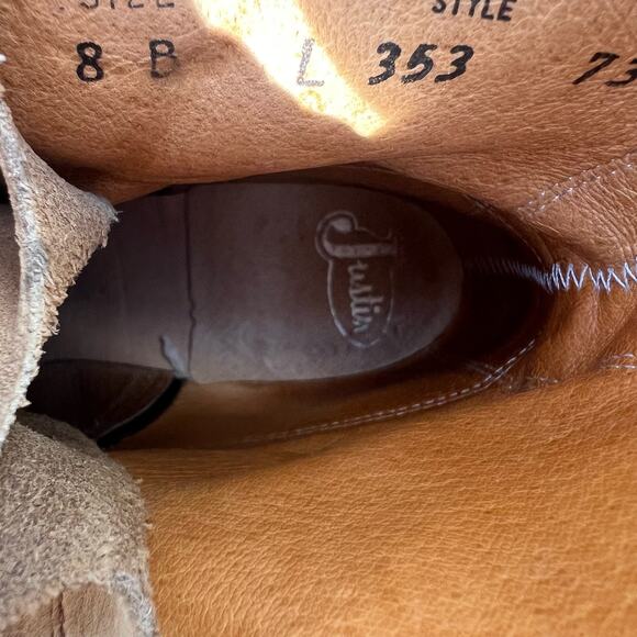 Justin Apache Brown Two Tone Roper Lace Up Cowgirl Boots 8B Style L353 - Picture 7 of 8